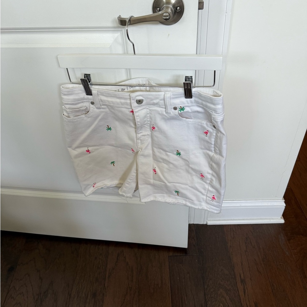 Talbots White and Green Jean Shorts Classic Style